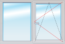 Двухстворчатое с одной поворотно-откидной